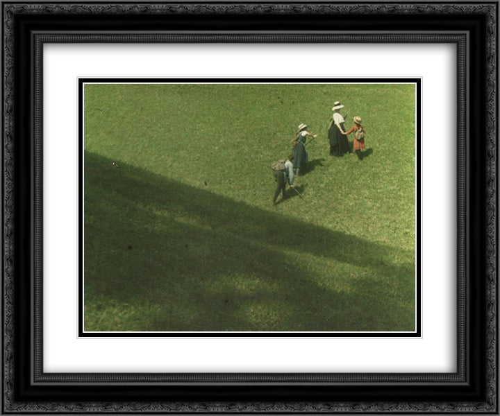 Picnic On a Hill 24x20 Black Ornate Wood Framed Art Print Poster with Double Matting by Kuhn, Heinrich