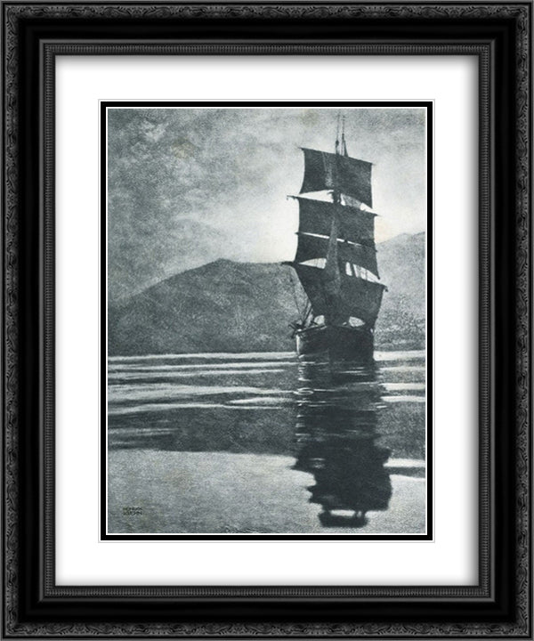 Sicilianische Brigg, Austria 20x24 Black Ornate Wood Framed Art Print Poster with Double Matting by Kuhn, Heinrich