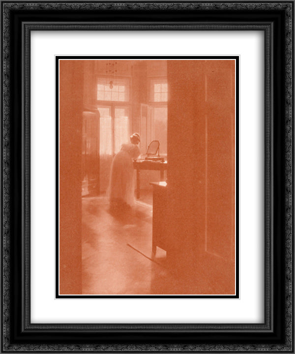 Toilette du matin (Mary Warner) 20x24 Black Ornate Wood Framed Art Print Poster with Double Matting by Kuhn, Heinrich