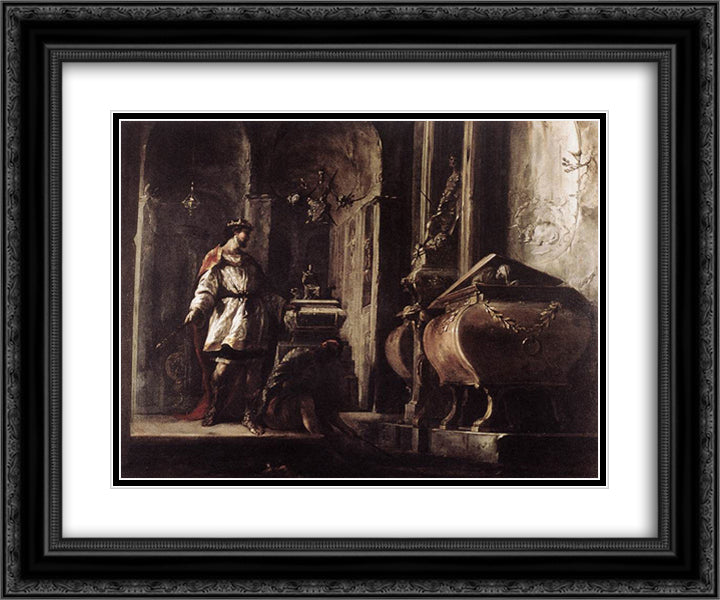 Alexander the Great before the Tomb of Achilles 24x20 Black Ornate Wood Framed Art Print Poster with Double Matting by Schonfeld, Heinrich