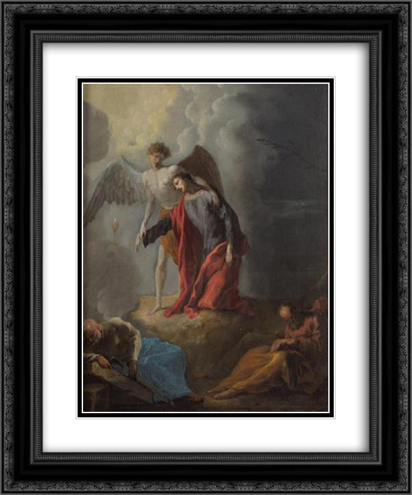 Christus am olberg 20x24 Black Ornate Wood Framed Art Print Poster with Double Matting by Schonfeld, Heinrich