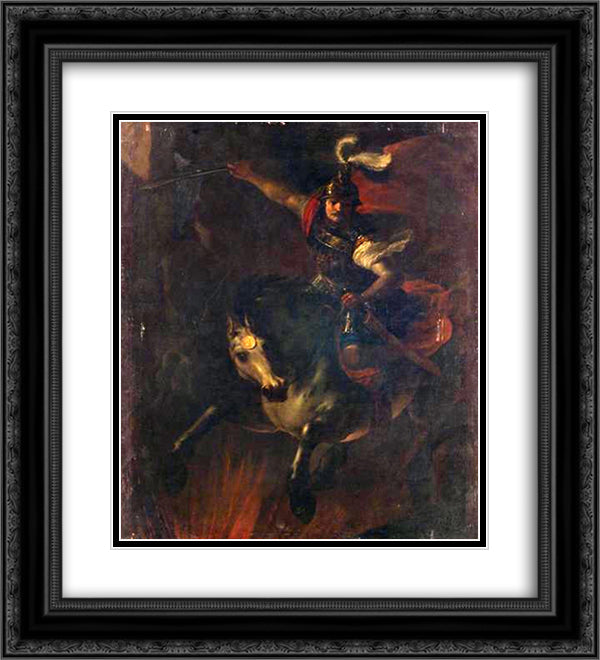Opfertod des Marcus Curtius 20x22 Black Ornate Wood Framed Art Print Poster with Double Matting by Schonfeld, Heinrich