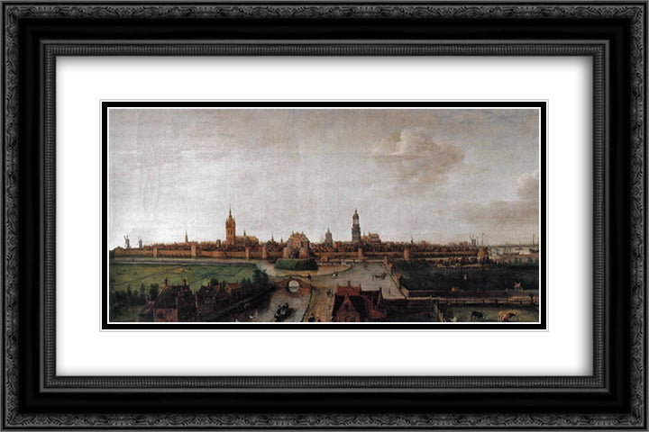 View of Delft from the Southwest 24x16 Black Ornate Wood Framed Art Print Poster with Double Matting by Vroom, Hendrick Cornelisz