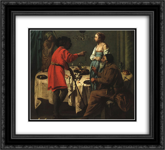 Jacob Reproaching Laban 22x20 Black Ornate Wood Framed Art Print Poster with Double Matting by Terbrugghen, Hendrick