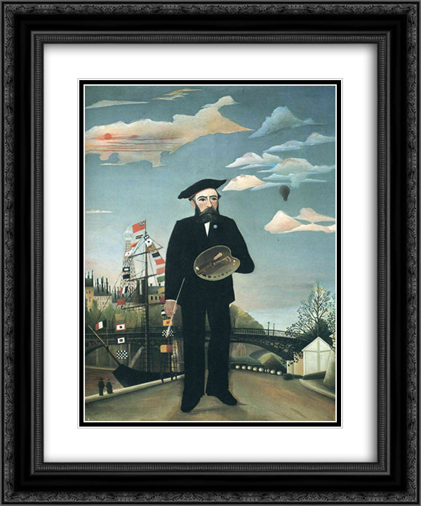 Self Portrait from L'ile Saint Louis 20x24 Black Ornate Wood Framed Art Print Poster with Double Matting by Rousseau, Henri