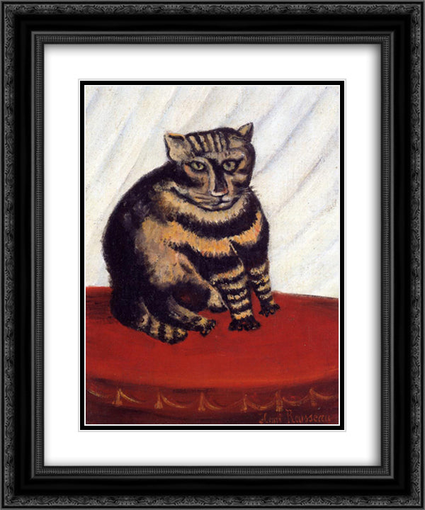 The Tabby 20x24 Black Ornate Wood Framed Art Print Poster with Double Matting by Rousseau, Henri