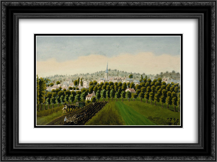 View of Bottom and MeudonBillancourt 24x18 Black Ornate Wood Framed Art Print Poster with Double Matting by Rousseau, Henri