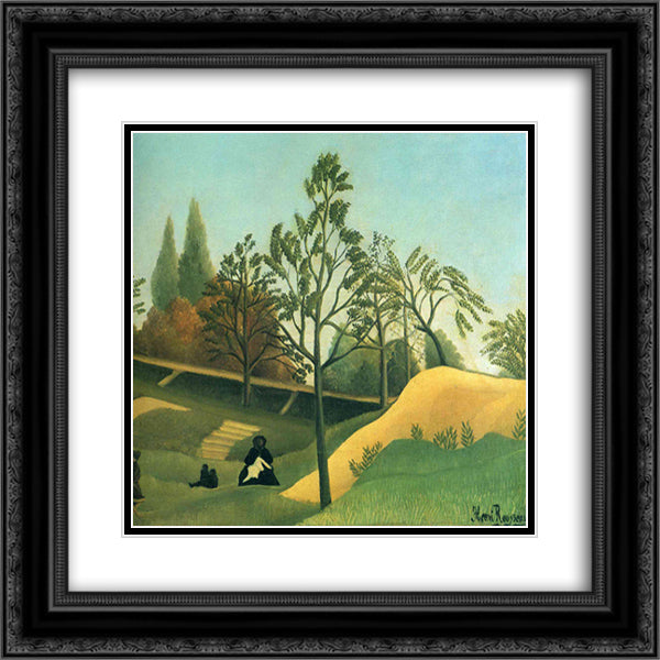 View of the Fortifications 20x20 Black Ornate Wood Framed Art Print Poster with Double Matting by Rousseau, Henri