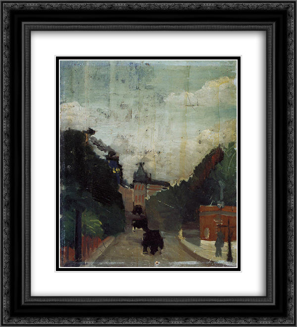View of the Palais du Metropolitan 20x22 Black Ornate Wood Framed Art Print Poster with Double Matting by Rousseau, Henri