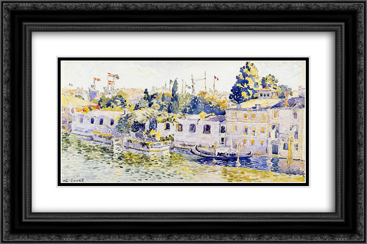 Venice, Palazzo Venier dei Leoni 24x16 Black Ornate Wood Framed Art Print Poster with Double Matting by Cross, Henri Edmond