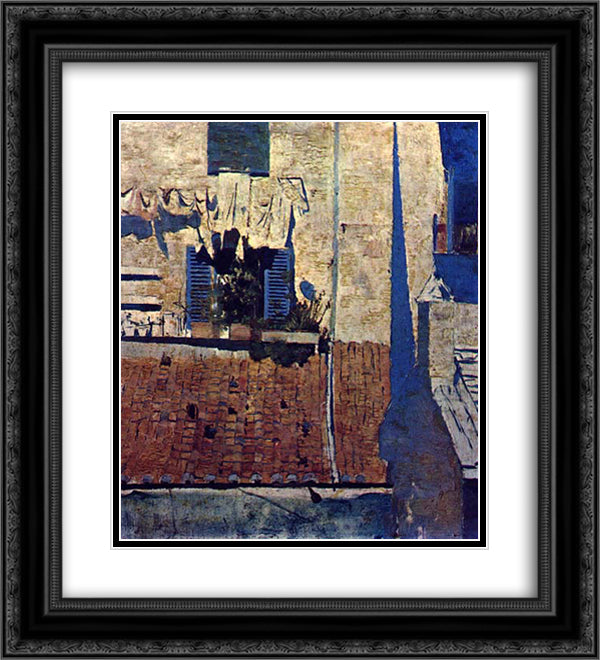A Casa de Persianas Azuis 20x22 Black Ornate Wood Framed Art Print Poster with Double Matting by Pousao, Henrique