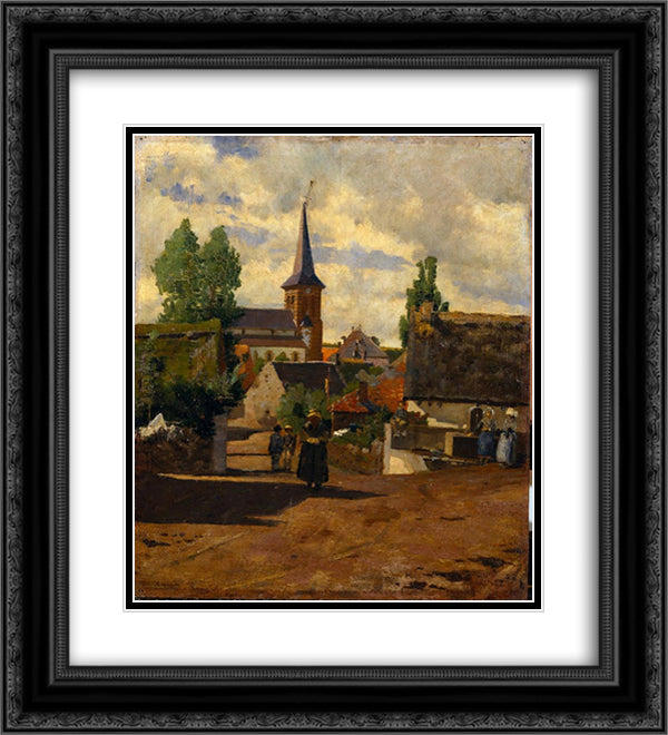 Aldeia de Saint-Sauves 20x22 Black Ornate Wood Framed Art Print Poster with Double Matting by Pousao, Henrique