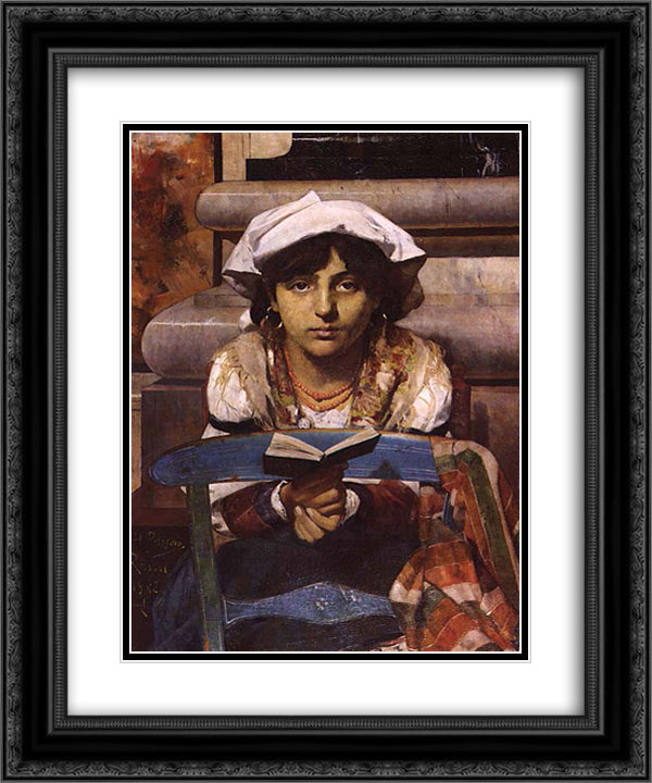 Cecilia 20x24 Black Ornate Wood Framed Art Print Poster with Double Matting by Pousao, Henrique