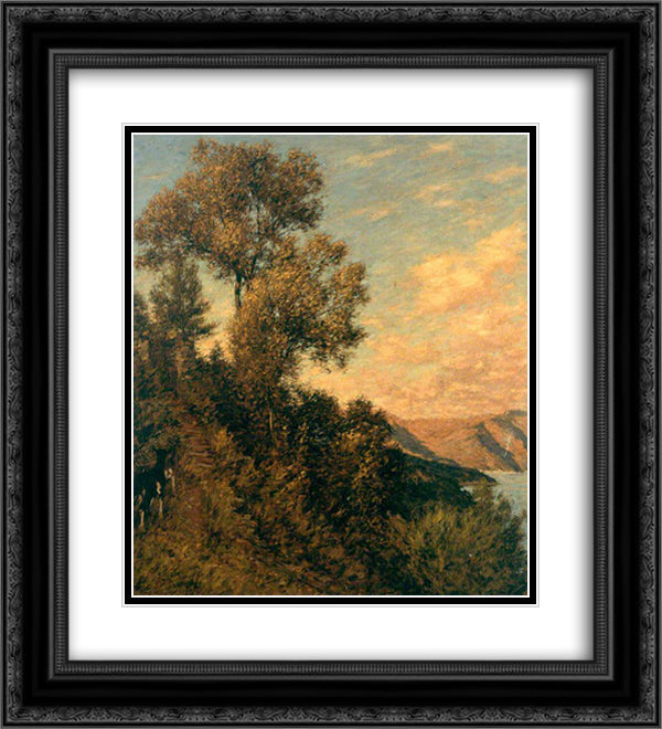 A Ligurian Gulf 20x22 Black Ornate Wood Framed Art Print Poster with Double Matting by La Thangue, Henry Herbert