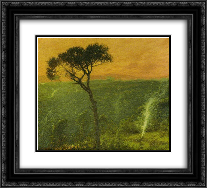 A Ligurian Valley, Italy 22x20 Black Ornate Wood Framed Art Print Poster with Double Matting by La Thangue, Henry Herbert