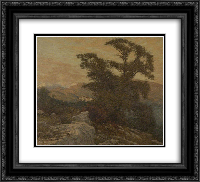 A Mountain Frontier 22x20 Black Ornate Wood Framed Art Print Poster with Double Matting by La Thangue, Henry Herbert
