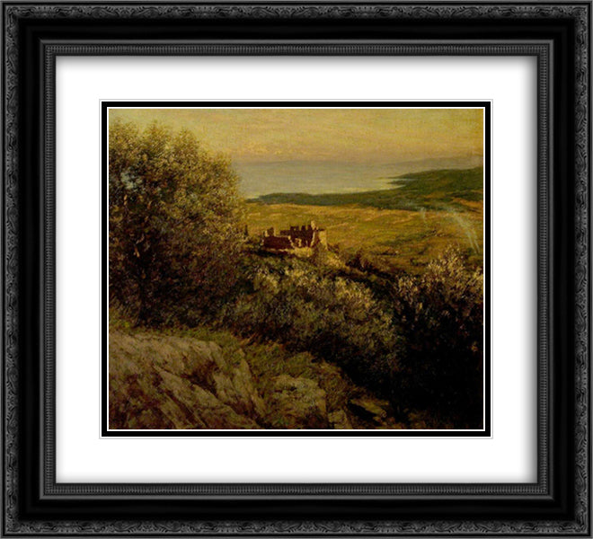 A Provencal Castle 22x20 Black Ornate Wood Framed Art Print Poster with Double Matting by La Thangue, Henry Herbert