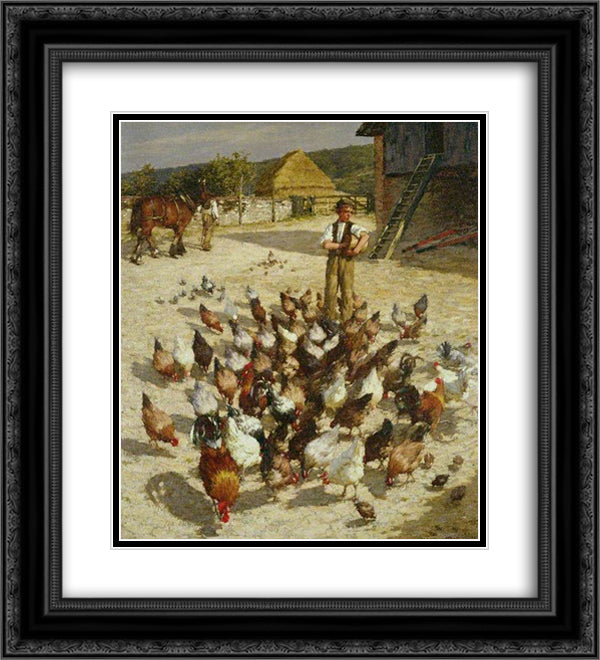 A Sussex Farm 20x22 Black Ornate Wood Framed Art Print Poster with Double Matting by La Thangue, Henry Herbert
