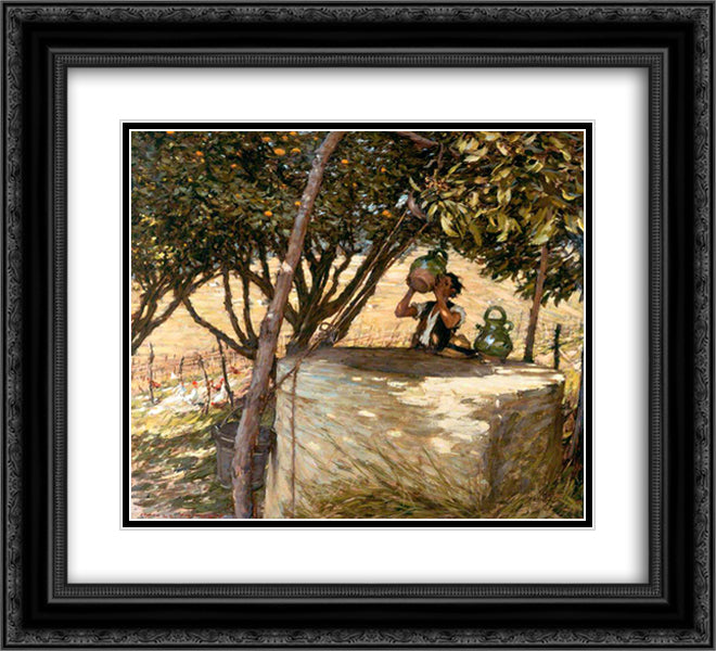 At the Well 22x20 Black Ornate Wood Framed Art Print Poster with Double Matting by La Thangue, Henry Herbert