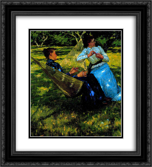 In the Orchard 20x22 Black Ornate Wood Framed Art Print Poster with Double Matting by La Thangue, Henry Herbert