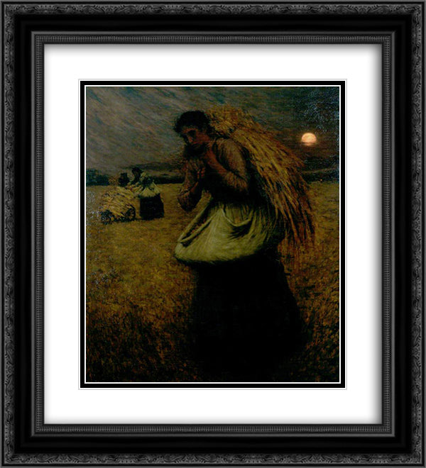 Nightfall (The Gleaners) 20x22 Black Ornate Wood Framed Art Print Poster with Double Matting by La Thangue, Henry Herbert