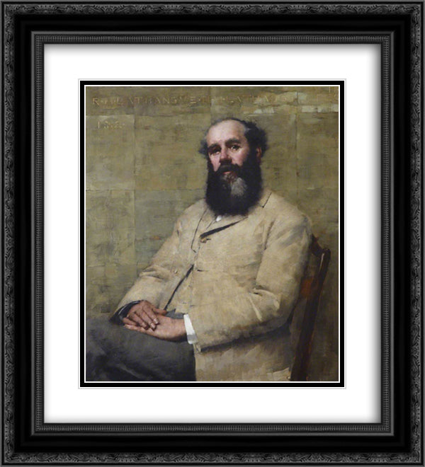 R. H. La Thangue (Portrait of the Artist's Father) 20x22 Black Ornate Wood Framed Art Print Poster with Double Matting by La Thangue, Henry Herbert