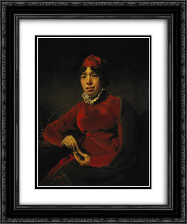 Elizabeth Hamilton 20x24 Black Ornate Wood Framed Art Print Poster with Double Matting by Raeburn, Henry