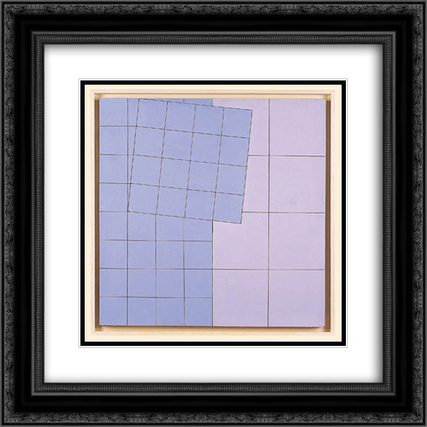 Composition No. 21 20x20 Black Ornate Wood Framed Art Print Poster with Double Matting by Stazewski, Henryk