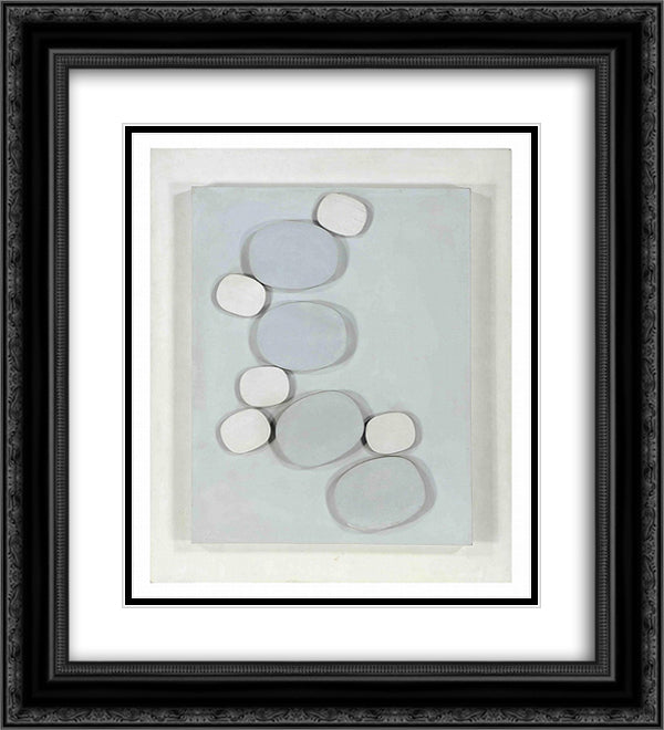 Grey - White Relief #2 20x22 Black Ornate Wood Framed Art Print Poster with Double Matting by Stazewski, Henryk