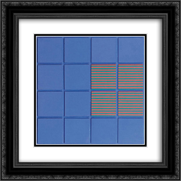 Relief no. 11 20x20 Black Ornate Wood Framed Art Print Poster with Double Matting by Stazewski, Henryk