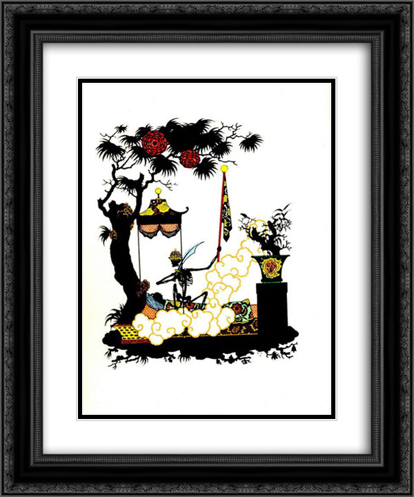 Illustration to 'Nightingale' by Hans Christian Andersen 20x24 Black Ornate Wood Framed Art Print Poster with Double Matting by Narbut, Heorhiy