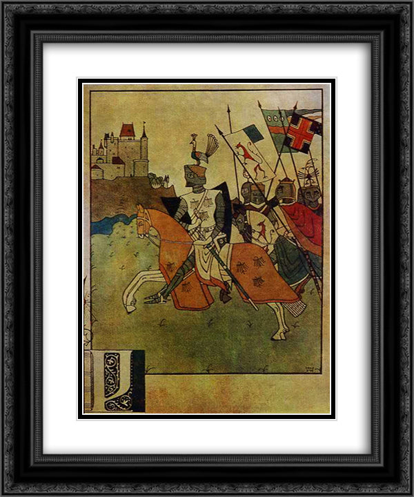 Illustration to 'The Song of Roland' 20x24 Black Ornate Wood Framed Art Print Poster with Double Matting by Narbut, Heorhiy