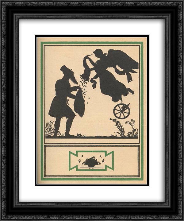 Illustration to 'Three Fables of Krylov' 20x24 Black Ornate Wood Framed Art Print Poster with Double Matting by Narbut, Heorhiy