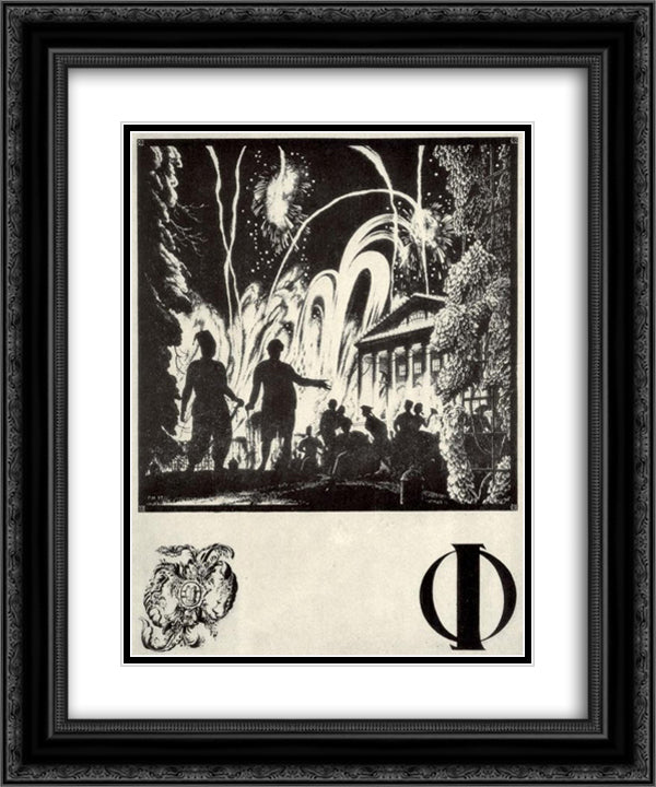 Sheet 'F' from the album 'Ukrainian alphabet' 20x24 Black Ornate Wood Framed Art Print Poster with Double Matting by Narbut, Heorhiy
