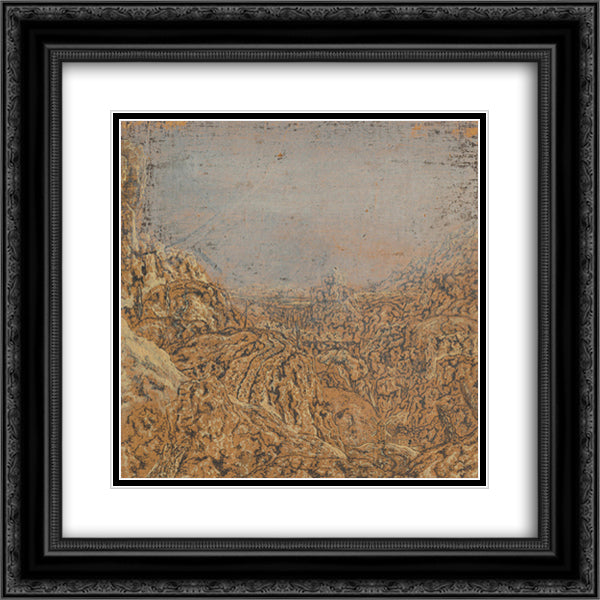 Mountain Gorge Bordered by a Road 20x20 Black Ornate Wood Framed Art Print Poster with Double Matting by Seghers, Hercules