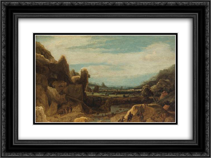 Mountain valley 24x18 Black Ornate Wood Framed Art Print Poster with Double Matting by Seghers, Hercules
