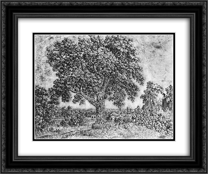 The Great Tree 24x20 Black Ornate Wood Framed Art Print Poster with Double Matting by Seghers, Hercules