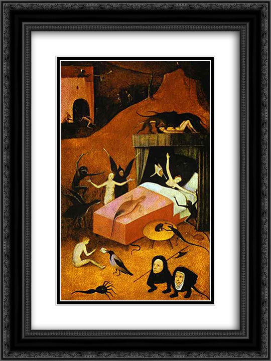 Death of whore 18x24 Black Ornate Wood Framed Art Print Poster with Double Matting by Bosch, Hieronymus