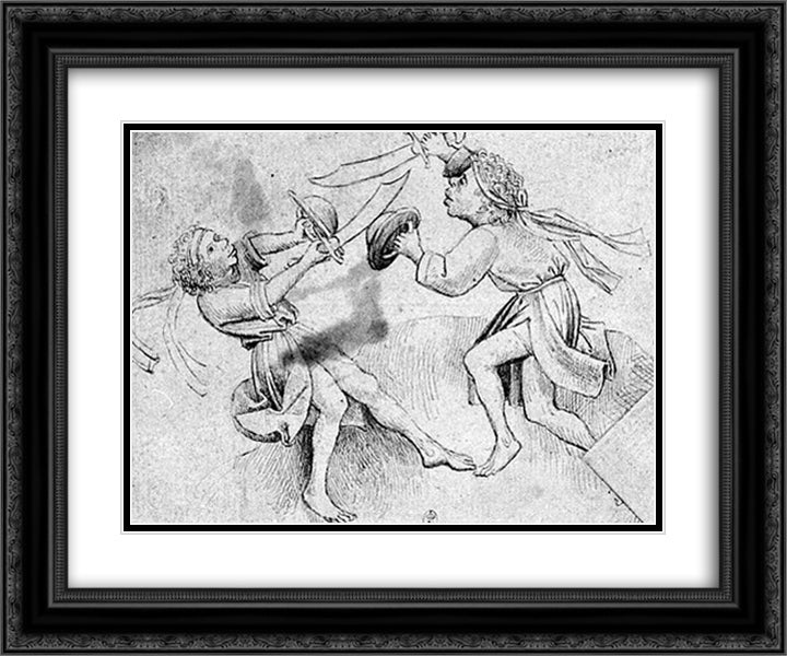 Moorish battle two 24x20 Black Ornate Wood Framed Art Print Poster with Double Matting by Bosch, Hieronymus