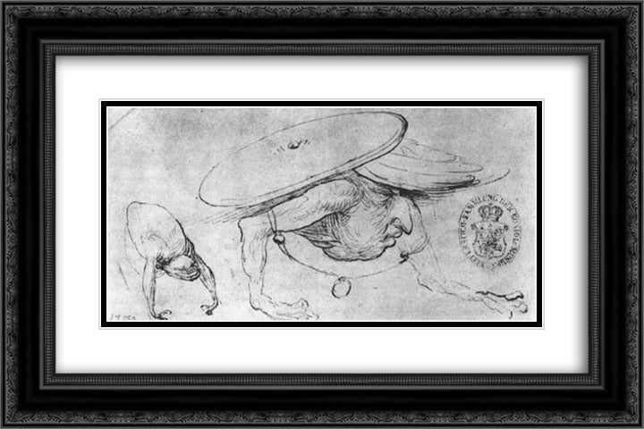 Study of Monsters 24x16 Black Ornate Wood Framed Art Print Poster with Double Matting by Bosch, Hieronymus