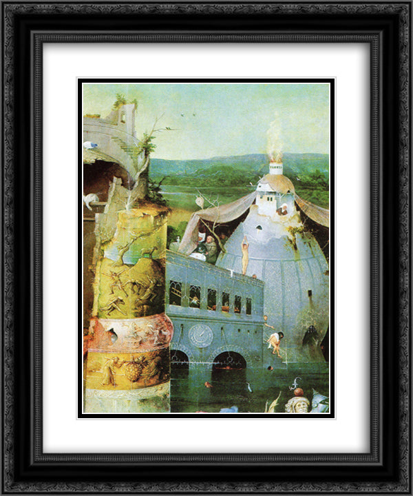 Temptation of St. Anthony (detail) 20x24 Black Ornate Wood Framed Art Print Poster with Double Matting by Bosch, Hieronymus