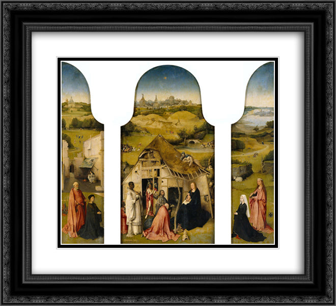 The Adoration of the Magi 22x20 Black Ornate Wood Framed Art Print Poster with Double Matting by Bosch, Hieronymus
