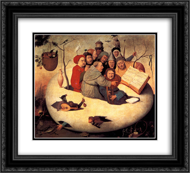 The Concert in the Egg 22x20 Black Ornate Wood Framed Art Print Poster with Double Matting by Bosch, Hieronymus
