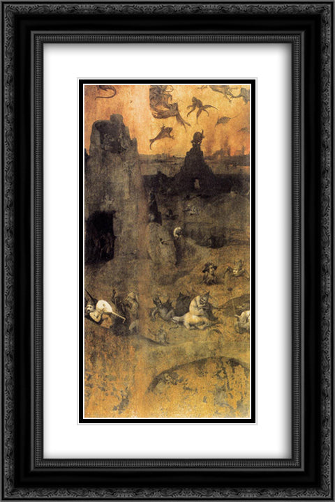 The Fall of the Rebel Angels 16x24 Black Ornate Wood Framed Art Print Poster with Double Matting by Bosch, Hieronymus