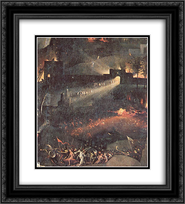 The Garden of Earthly Delights (detail) 20x22 Black Ornate Wood Framed Art Print Poster with Double Matting by Bosch, Hieronymus