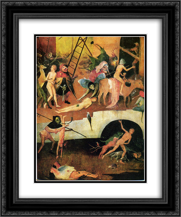 The Haywain Triptych (detail) 20x24 Black Ornate Wood Framed Art Print Poster with Double Matting by Bosch, Hieronymus