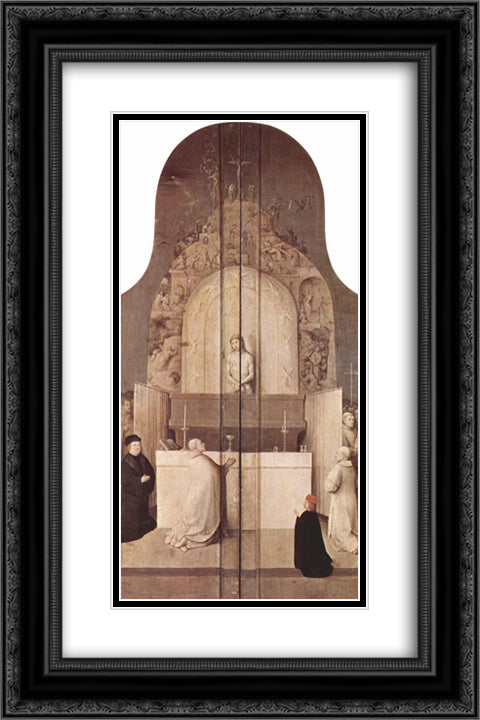 The Legend of the Mass of St. Gregory 16x24 Black Ornate Wood Framed Art Print Poster with Double Matting by Bosch, Hieronymus