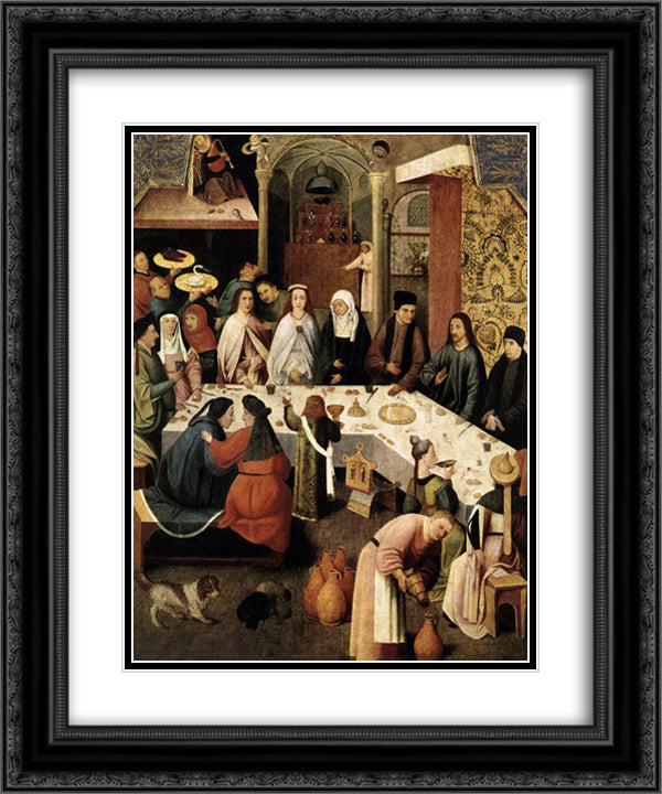 The Marriage Feast at Cana 20x24 Black Ornate Wood Framed Art Print Poster with Double Matting by Bosch, Hieronymus