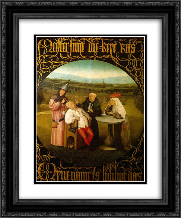 The Stone Operation The Extraction of the Stone Madness The Cure of Folly 20x24 Black Ornate Wood Framed Art Print Poster with Double Matting by Bosch, Hieronymus