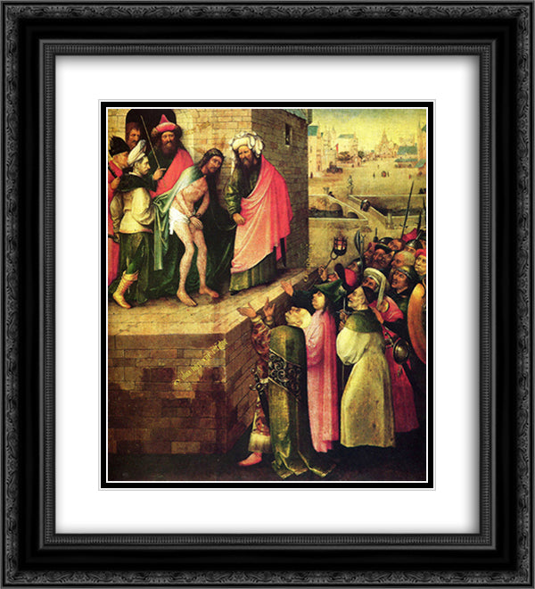 This is a human(Ecce Homo) 20x22 Black Ornate Wood Framed Art Print Poster with Double Matting by Bosch, Hieronymus